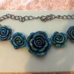 Blue Rose Necklace
